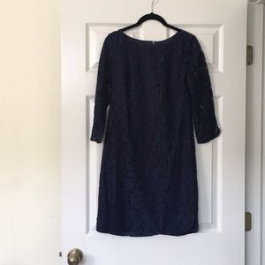Blue lace lined dress size 4 but runs bigger